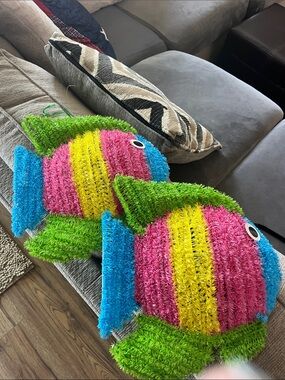 Source Unknown Bright Pink Yellow Blue & Green Fish Tank Accent